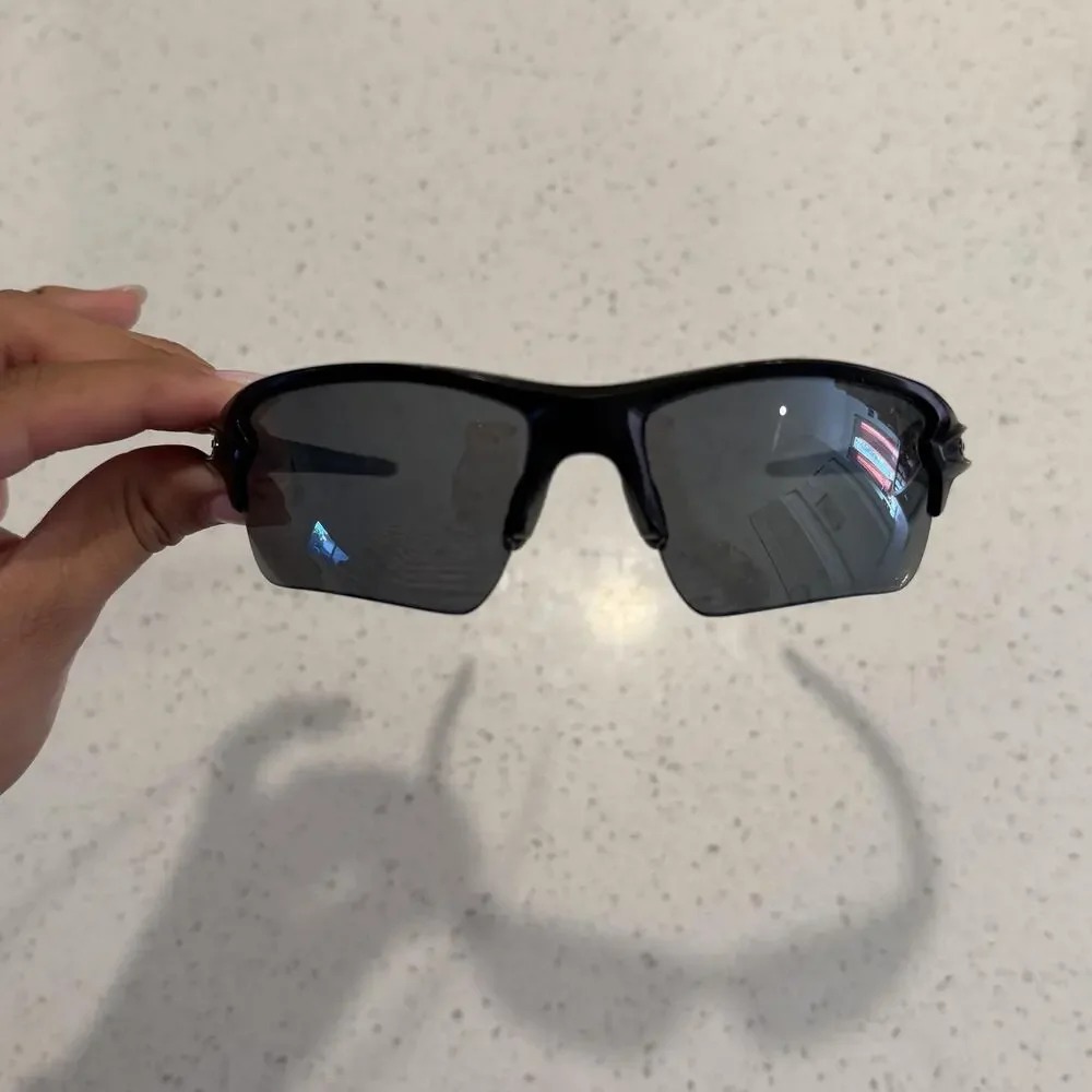 Oakley Flak 2.0 Sunglasses Mens Black Wrap Rimless Sport OO9188 Black Outdoor
